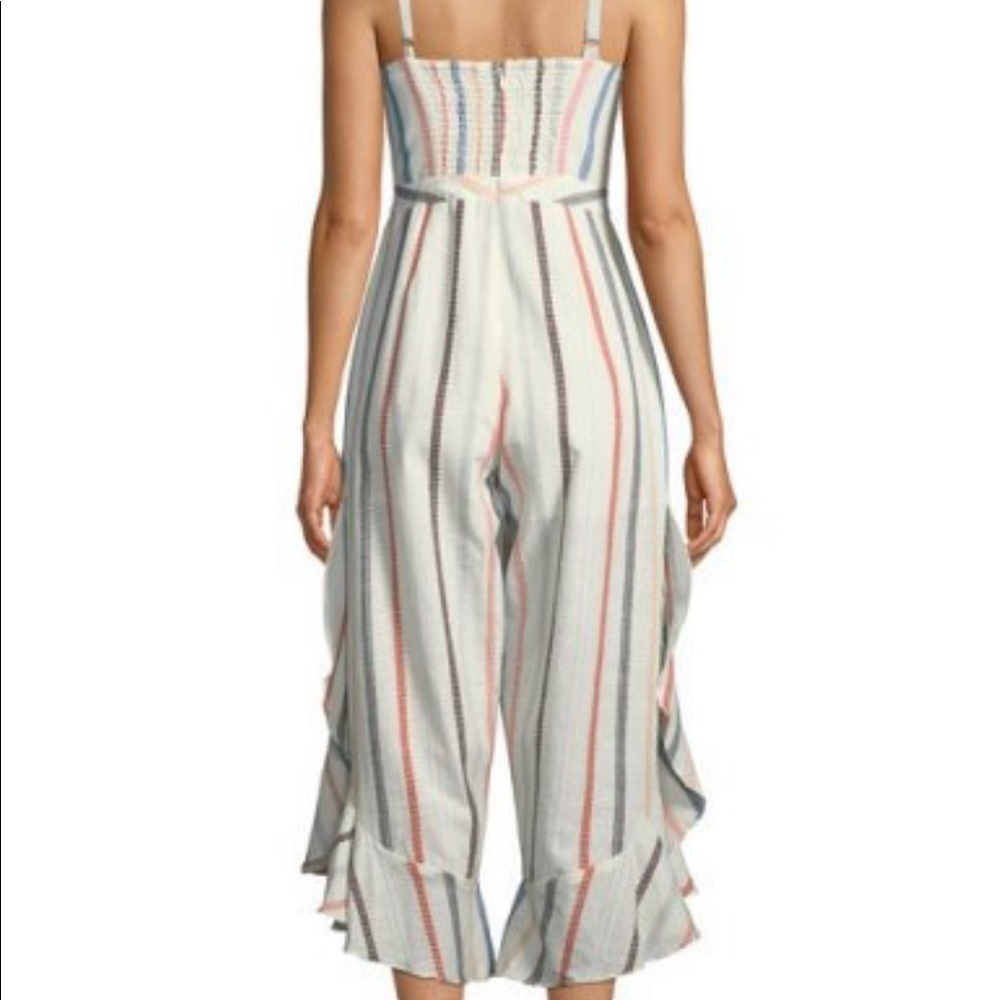 Red Carter Embroidered Split Leg Ruffle Jumpsuit - Picture 4 of 5